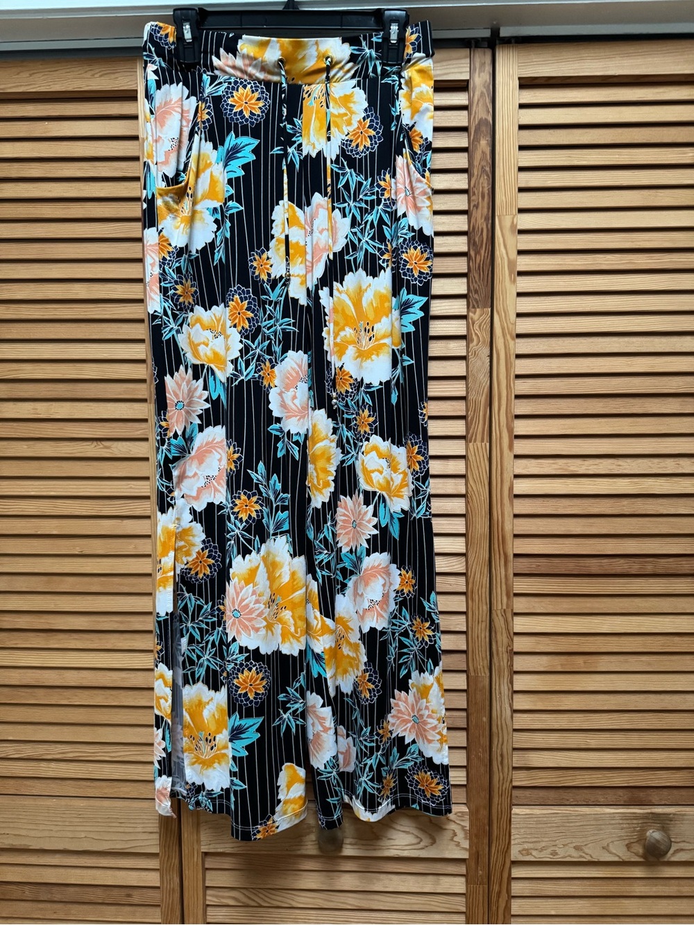 Bar III Floral Stripe Printed Wide-Leg Swim Cover-Up Pants - Size Small